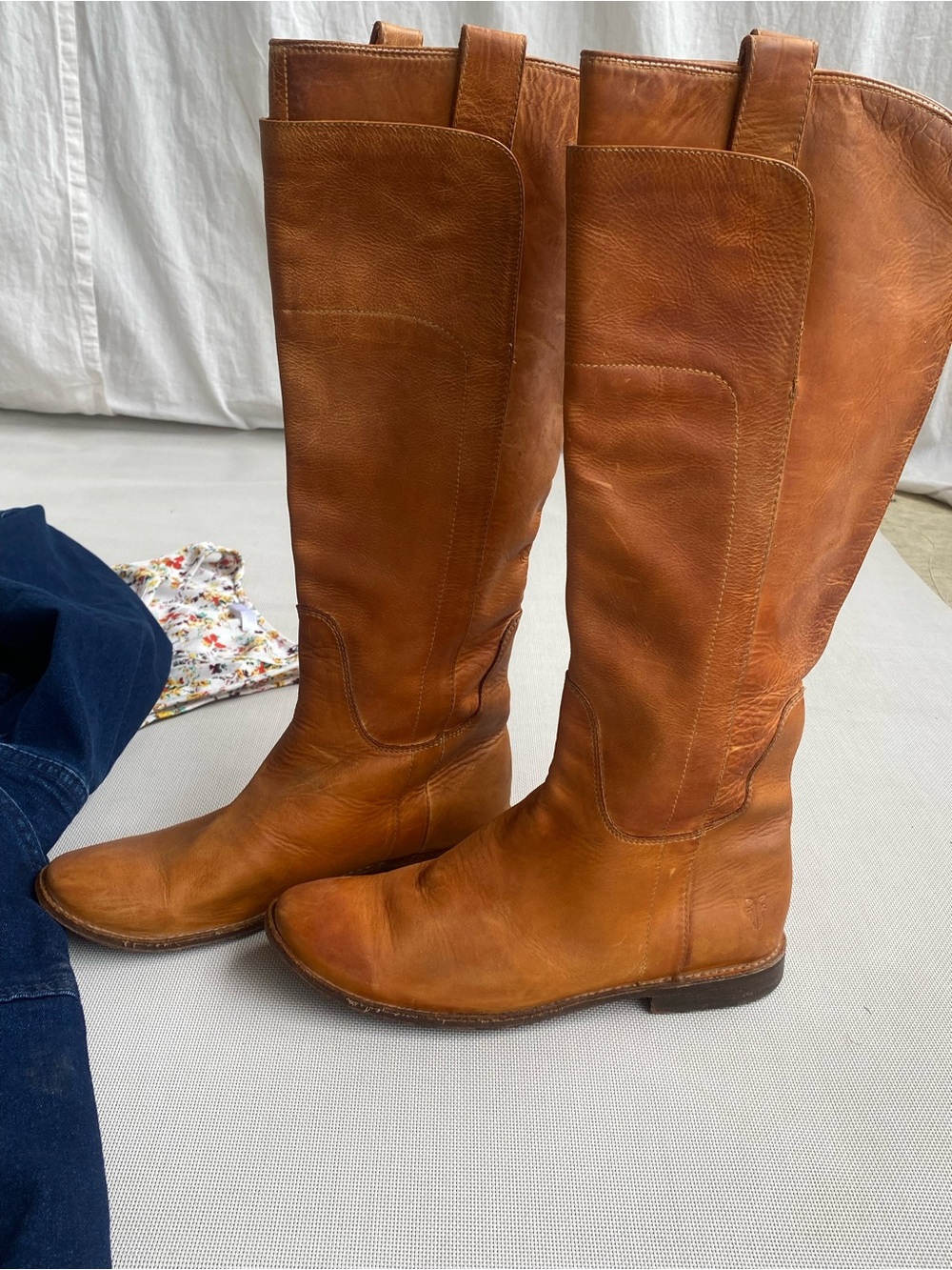 Frye Tall Leather Riding Boots Cognac Brown 6 1/2 Classic Equestrian - Picture 2 of 14